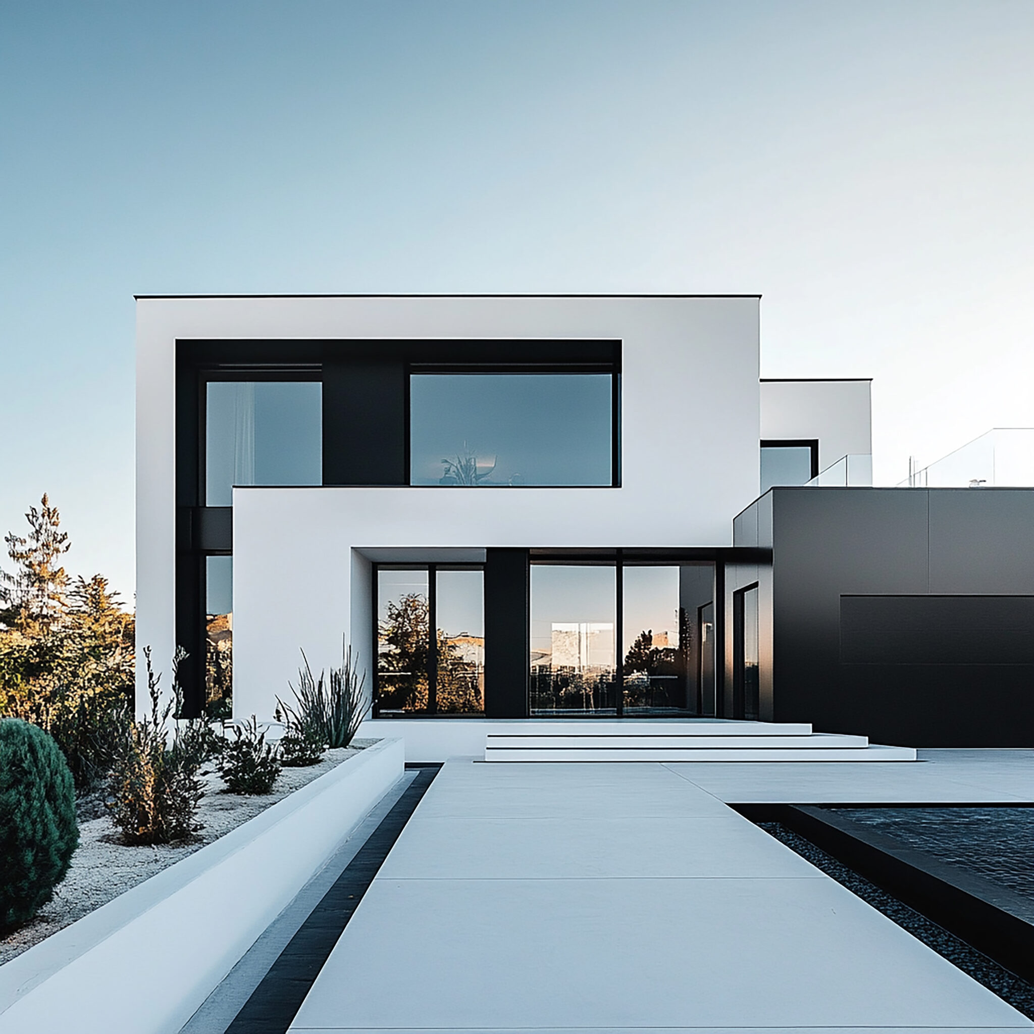 Minimalistische Villa mit klaren Linien.